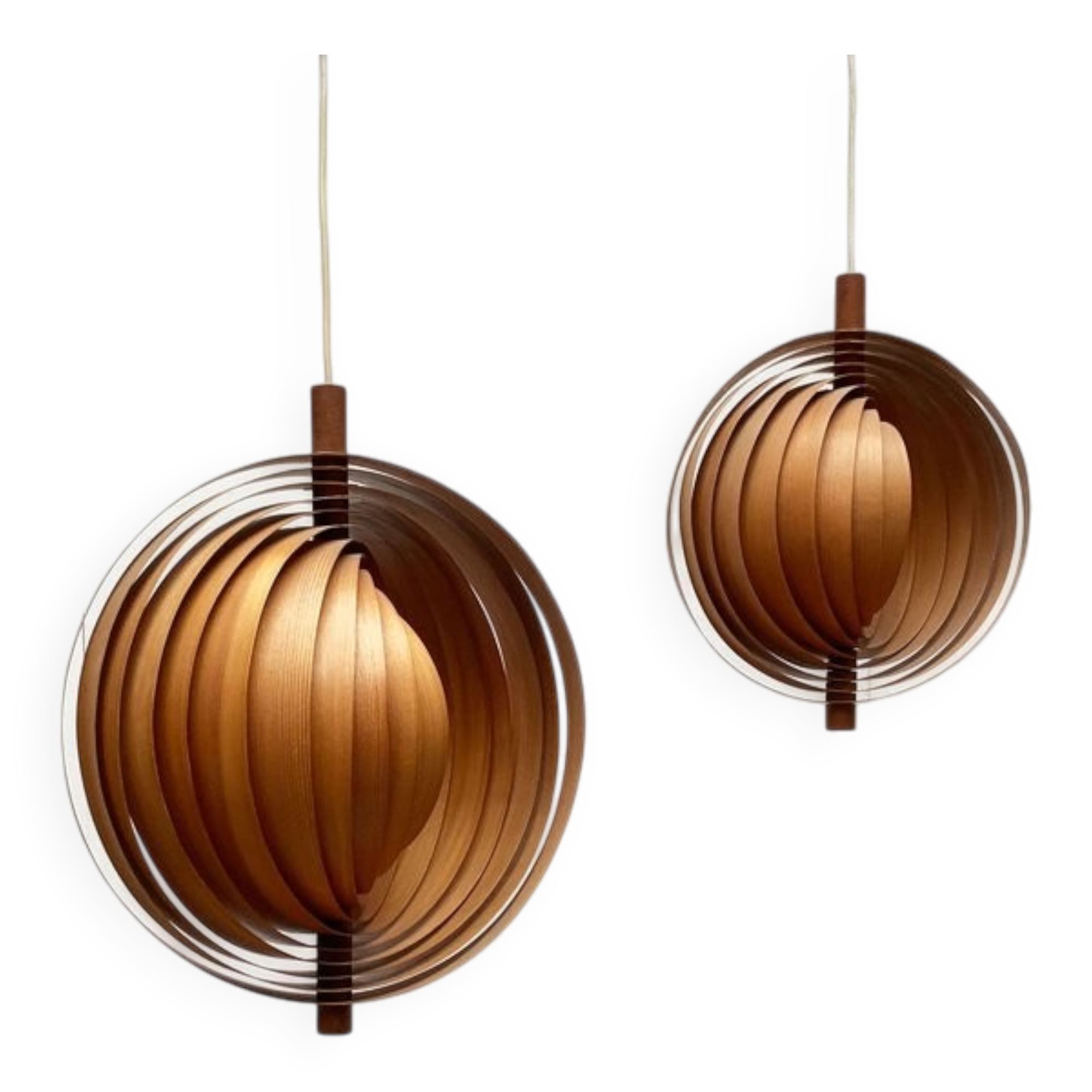 Mid-Century Teak Moon Lamps, 1960s, set of 2