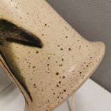 Large ceramic table lamp in beige with "straw" motifs