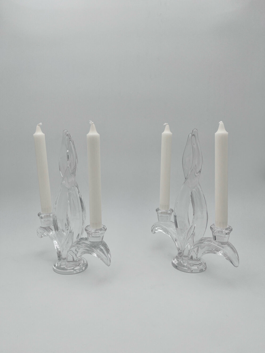 Pair of "Vegetal" candlesticks in solid crystal - Vannes-le-Châtel