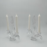 Pair of "Vegetal" candlesticks in solid crystal - Vannes-le-Châtel