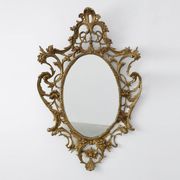 Miroir ovale en métal doré de style rococo, Italie, 20e siècle