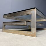 Vintage two-tiered coffee table in 23kt belgochrome, 1970s