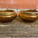 Salad bowl + 2 Antique AMBRINE Bowls Amber Glass + Gold Bronze Mounting