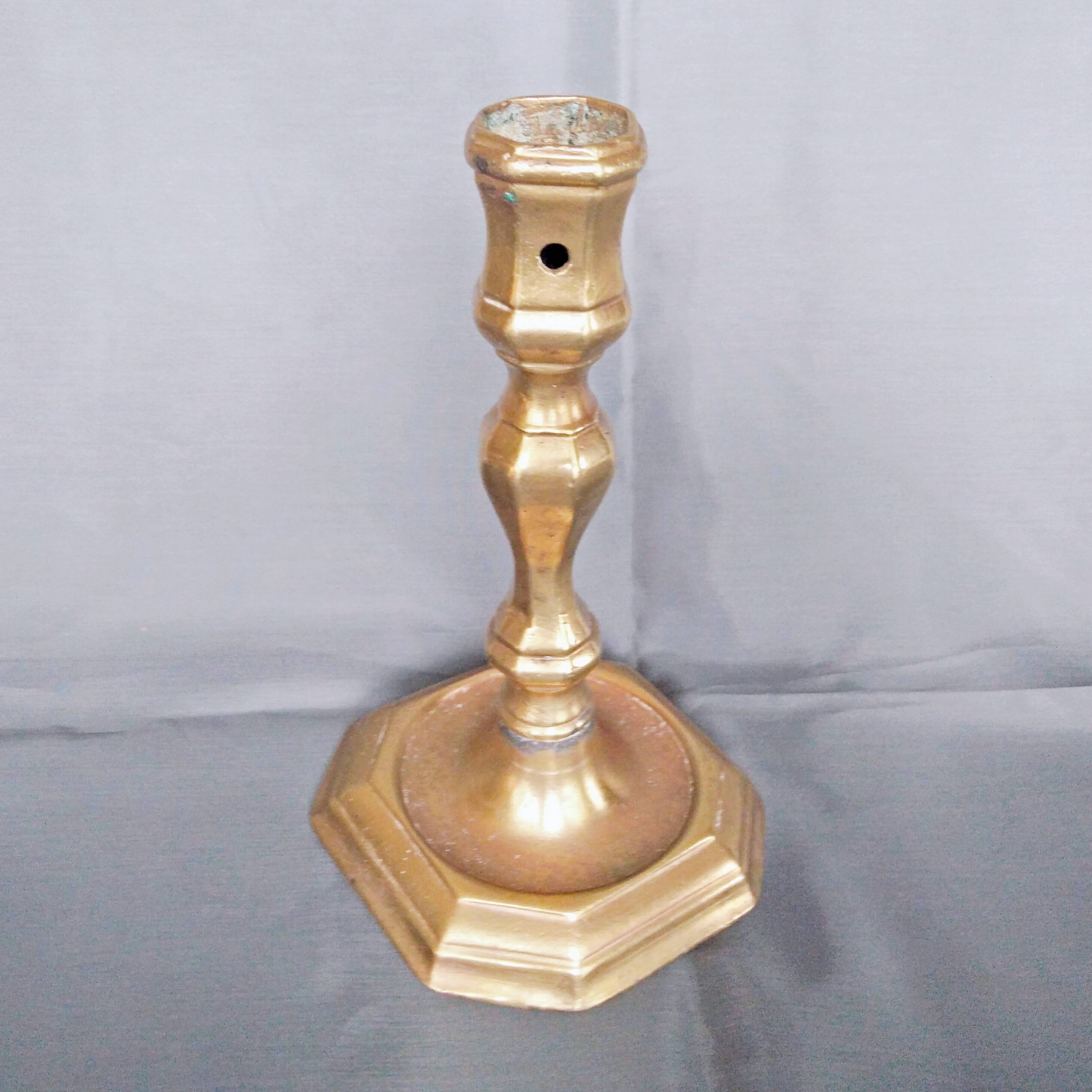Gilt bronze candlestick with pierced bin 17th century
