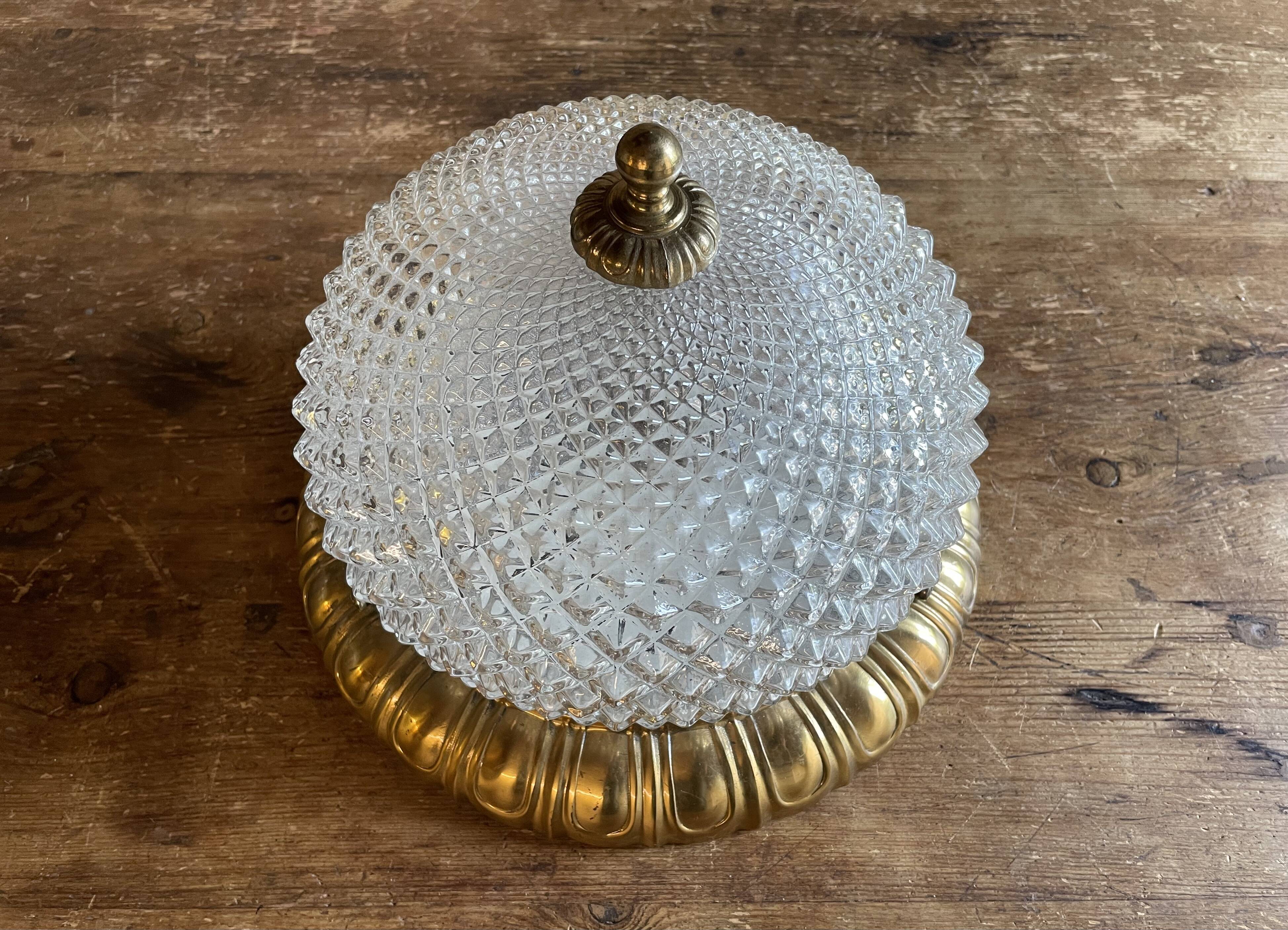 Vintage glass and brass ceiling lamp