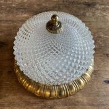 Vintage glass and brass ceiling lamp