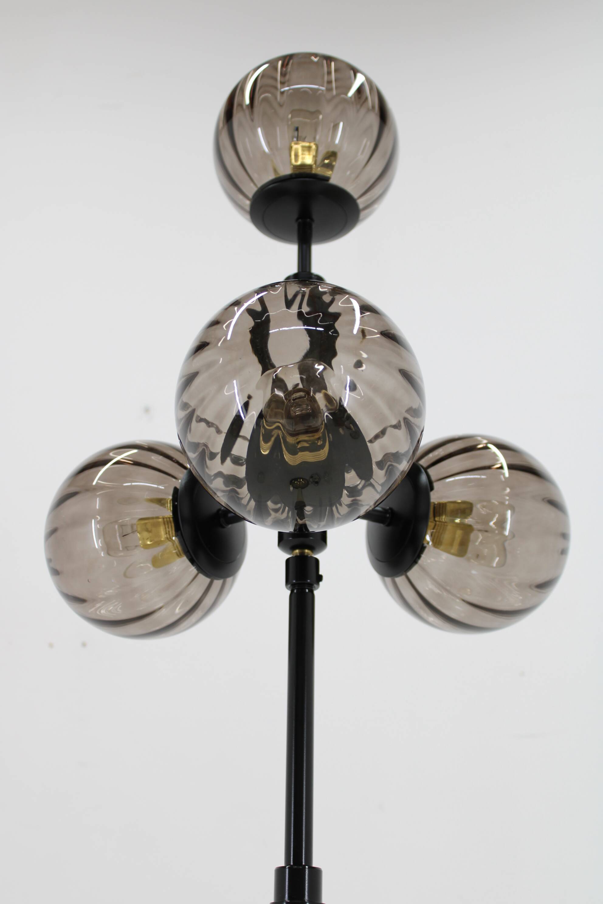 1980s Brass and Glass Floor Lamp, Restored