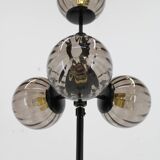 Lampadaire en laiton et verre des années 1980, restauré