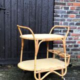Vintage rattan service trolley