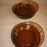 6 assiettes creuses en verre fumé transparentes Duralex