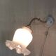 Swan neck wall light in brass, porcelain and opaline - mid 20th century.