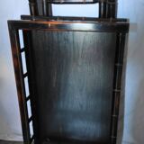 Foldable desk table in blackened wood and carved bamboo style, 1950s