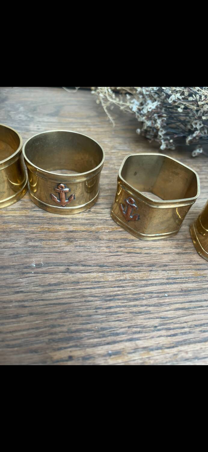 6 brass napkin rings