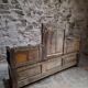 Old French popular art bench from Auvergne, circa 1800–1850