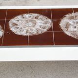 Table low space age in wood and ceramics 1970s
