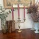 Vintage brass three-light candlestick