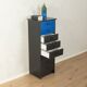 Commode postmoderne des années 1980, noire et bleue, vintage