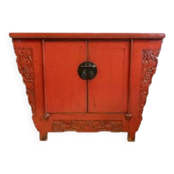 Buffet ancien chinois laque rouge