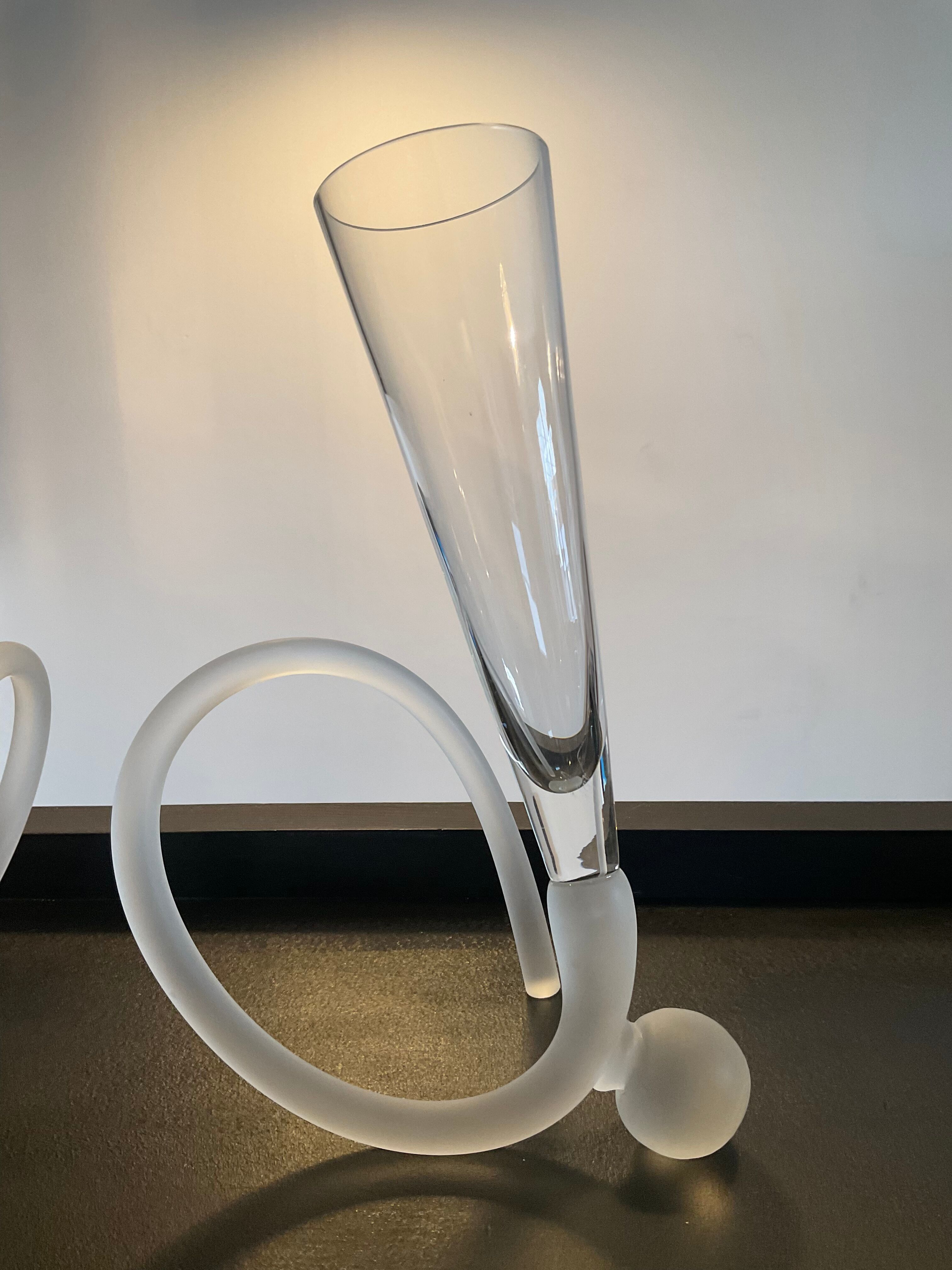 Pair of champagne glasses signed in glass paste