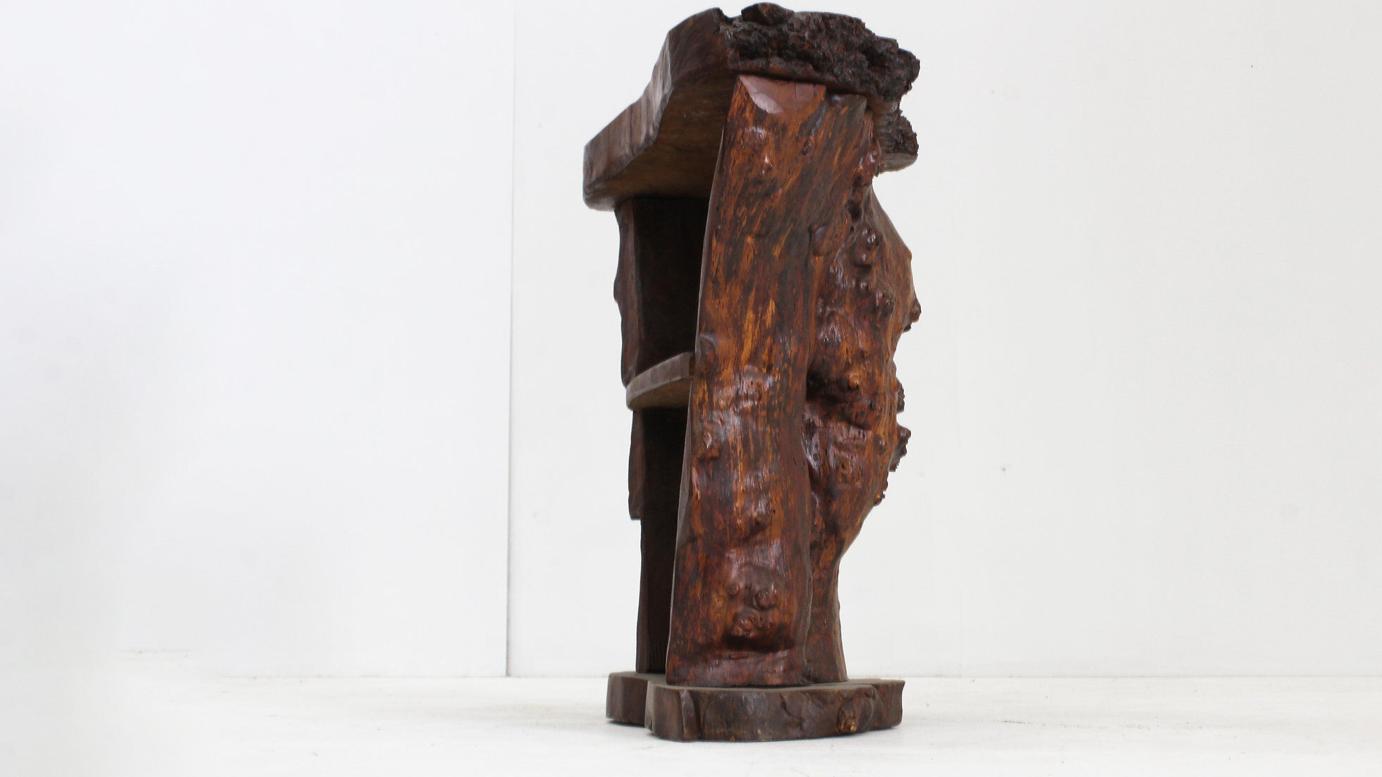 Brutalist tree trunk console bar 1970s