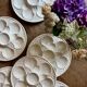 Lot de 6 assiettes à huîtres vintage en céramique blanche - Longchamp