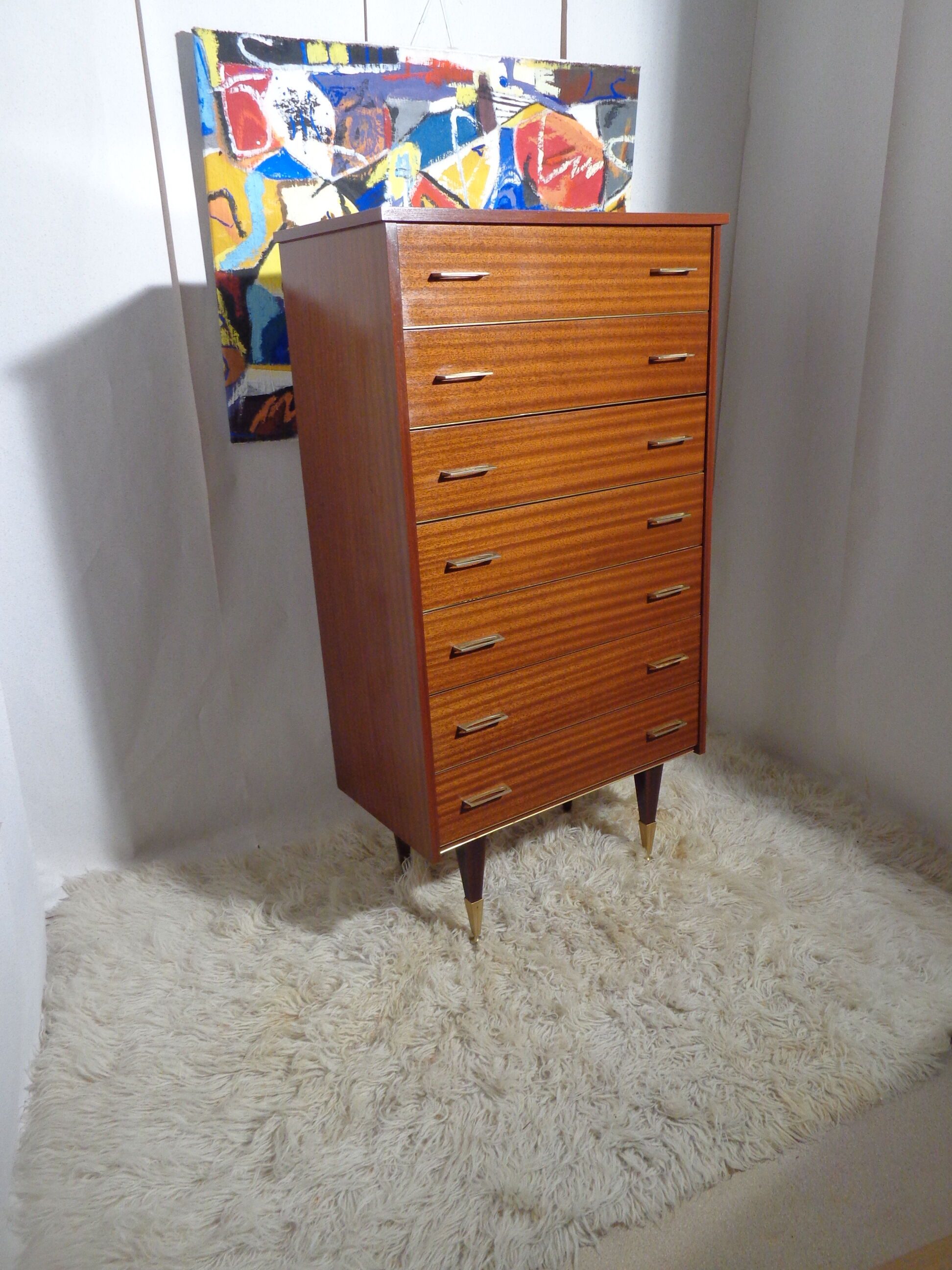 Vintage rag chest of drawers from the 60s seven drawers