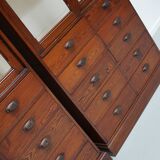 Large Antique Belgian Pitch Pine Apothecary Shop Cabinet / Vitrine, ca 1900