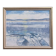 Vintage mid century framed oil painting, abstract coastal landscape - icy winter
