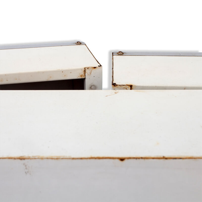 Medicine cabinet space metal double door with key Nightingale vintage