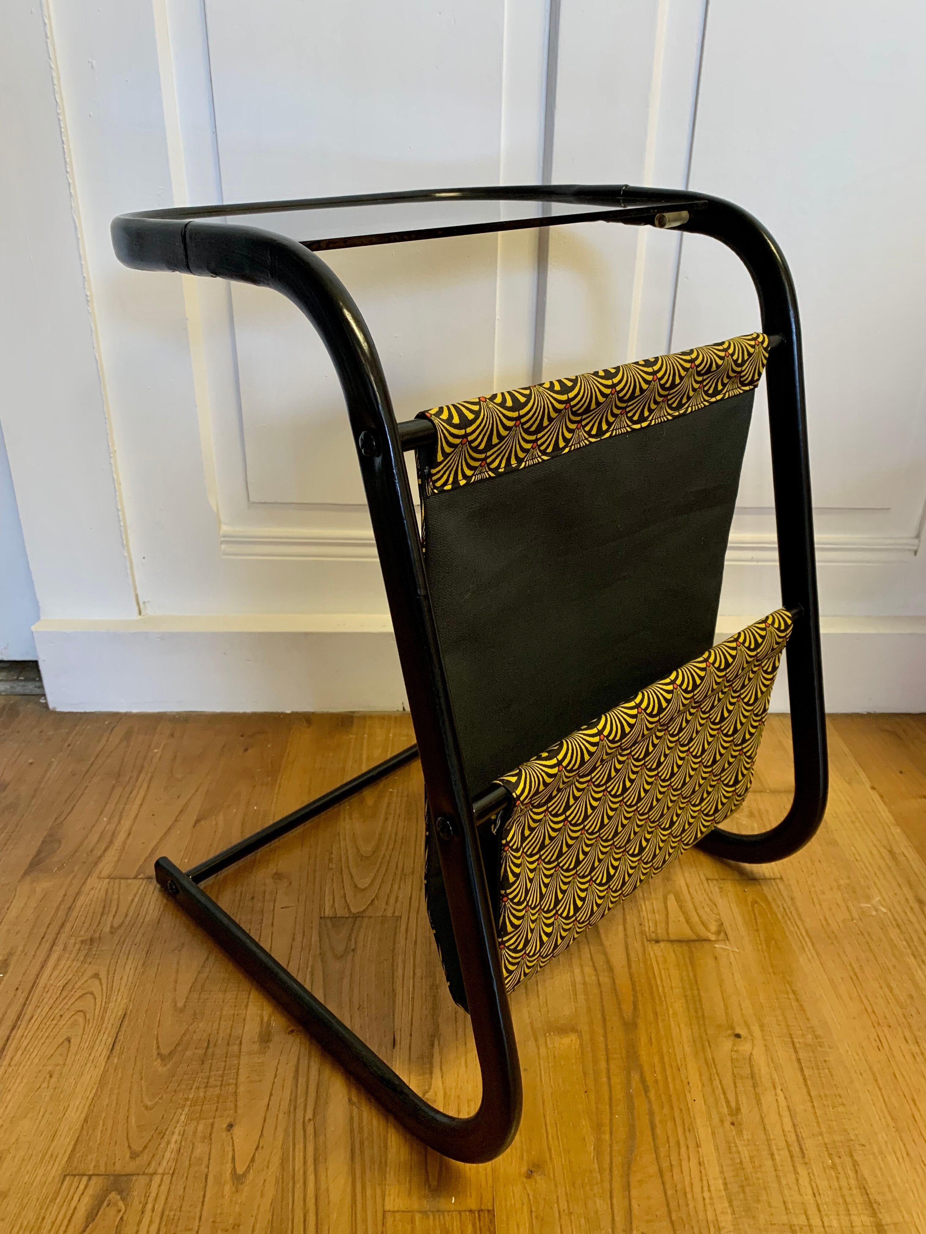 Piece of sofa smoked glass and fabric 70s