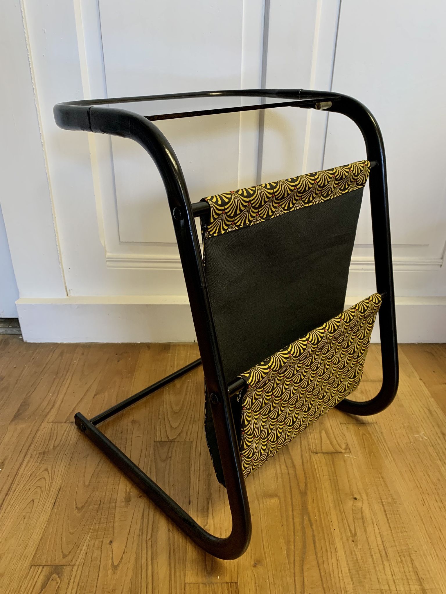 Piece of sofa smoked glass and fabric 70s