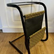 Piece of sofa smoked glass and fabric 70s