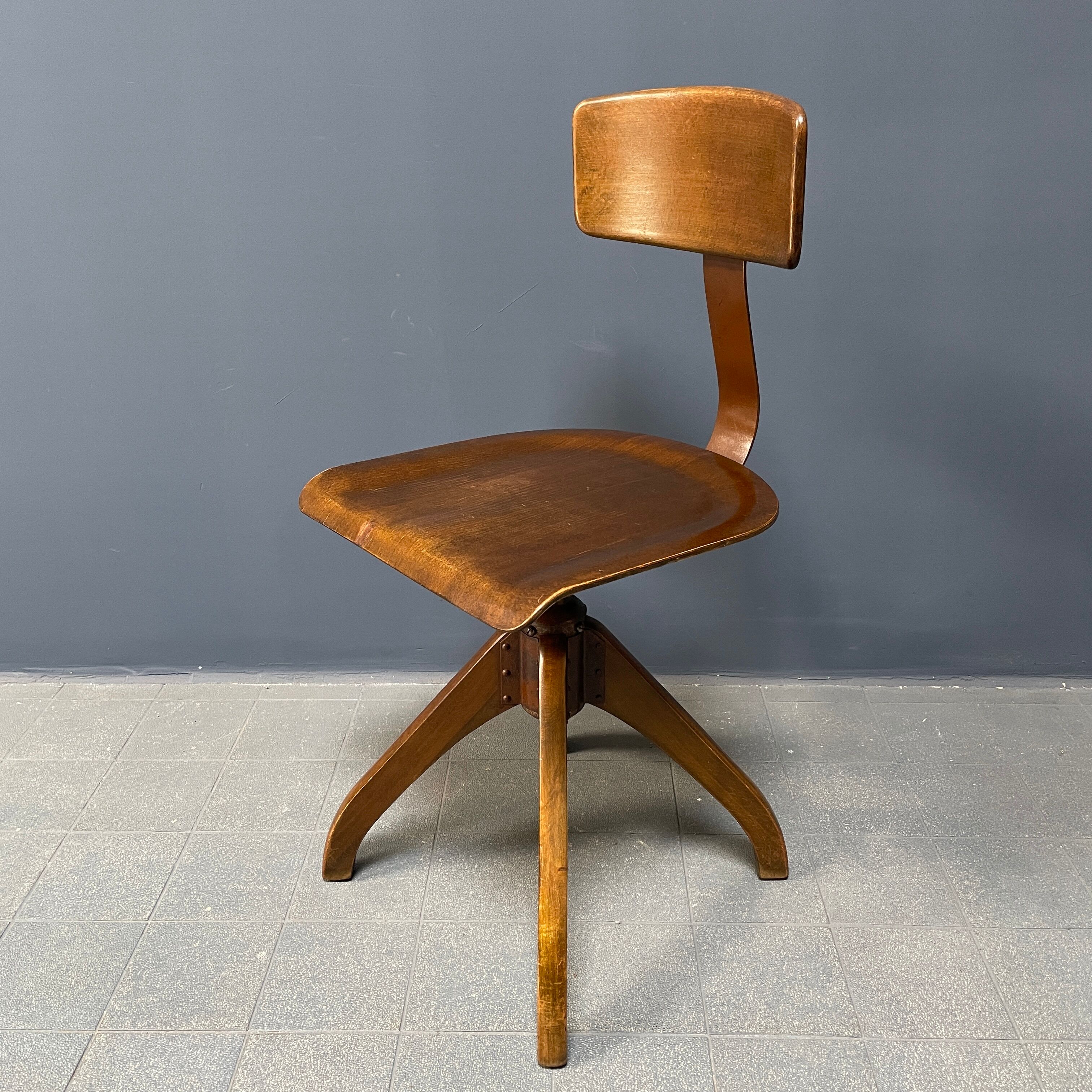 Brown Ama Elastik studio or atelier chair from the 1930s
