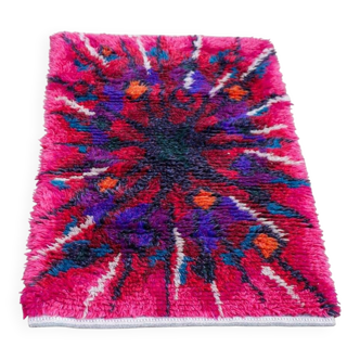Swedish Tibetan Rya rug with flower by Jagarz for Rya