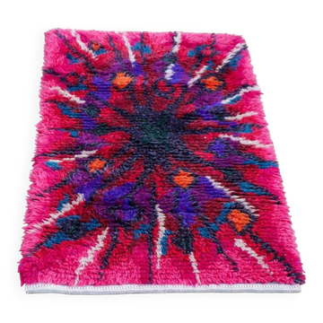 Swedish Tibetan Rya rug with flower by Jagarz for Rya