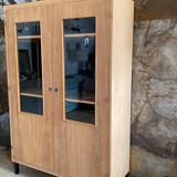 Bookcase in raw wood & metal feet