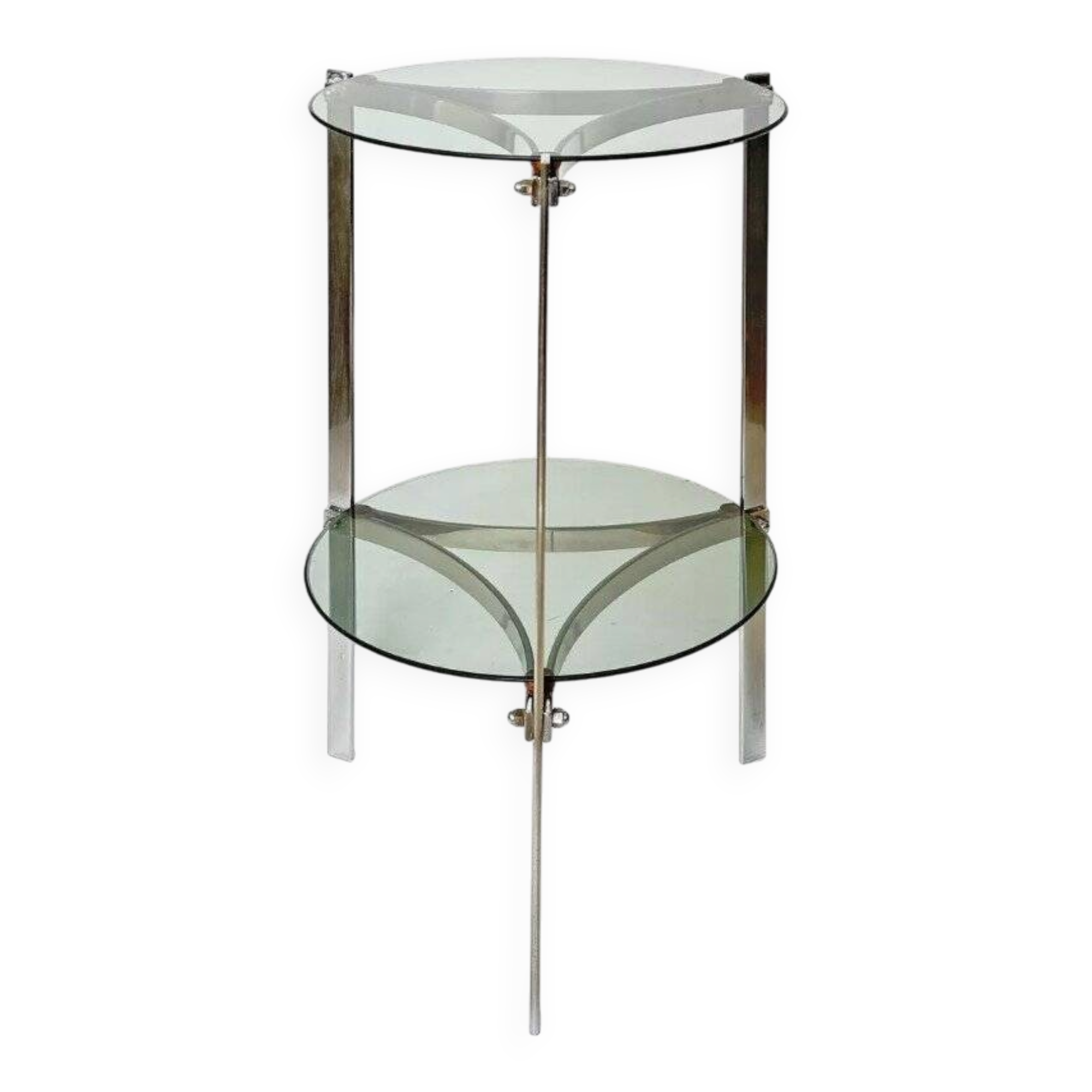 1970s chrome-plated steel tripod stool