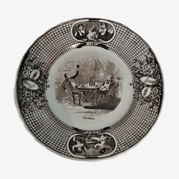 Assiette parlante à thème D. Johnston J.Vieillard & co Février