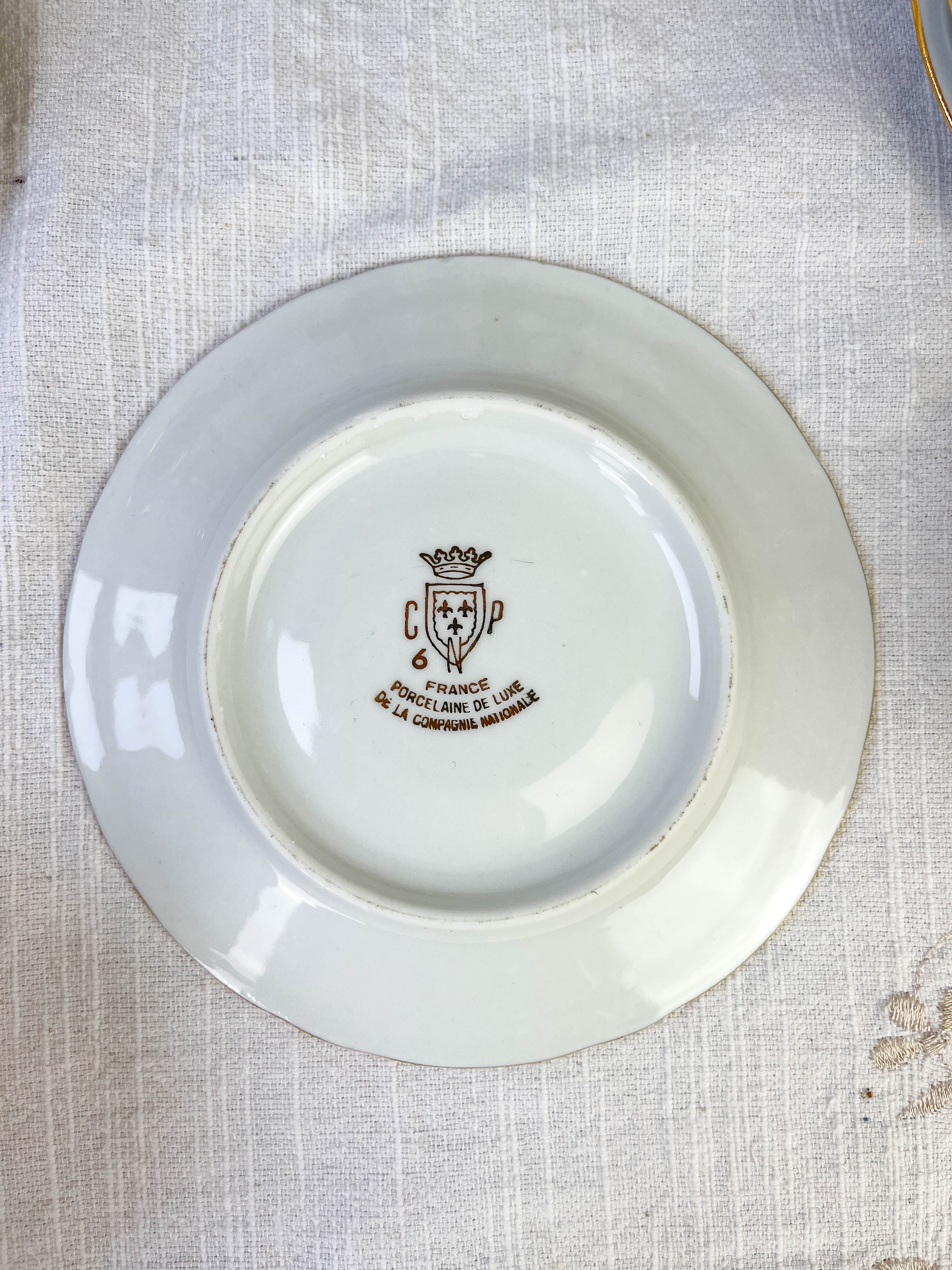 Vintage tea set in golden white porcelain CHAUVIGNY LIMOGES
