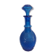 Carafe en verre moulé bleu forme géométrique + bouchon