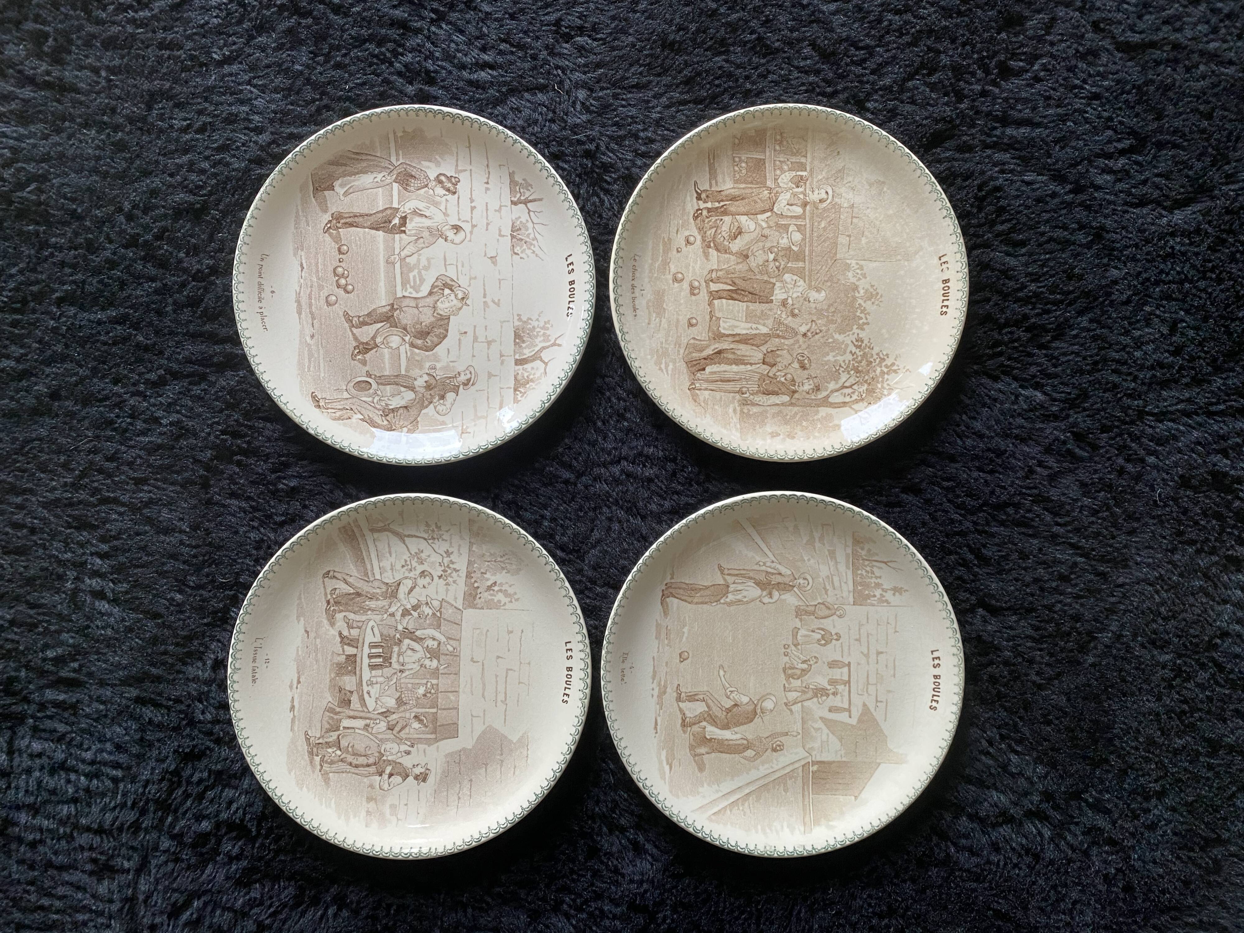 Talking dessert plates Sarreguemines Theme Petanque -MJDSL7
