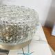 Small round wall light ceiling fixture in glass vintage diamond point.