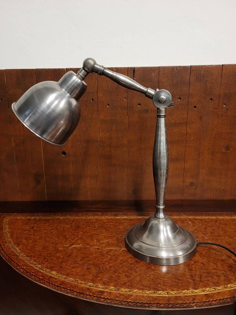 Vintage industrial pewter desk lamp