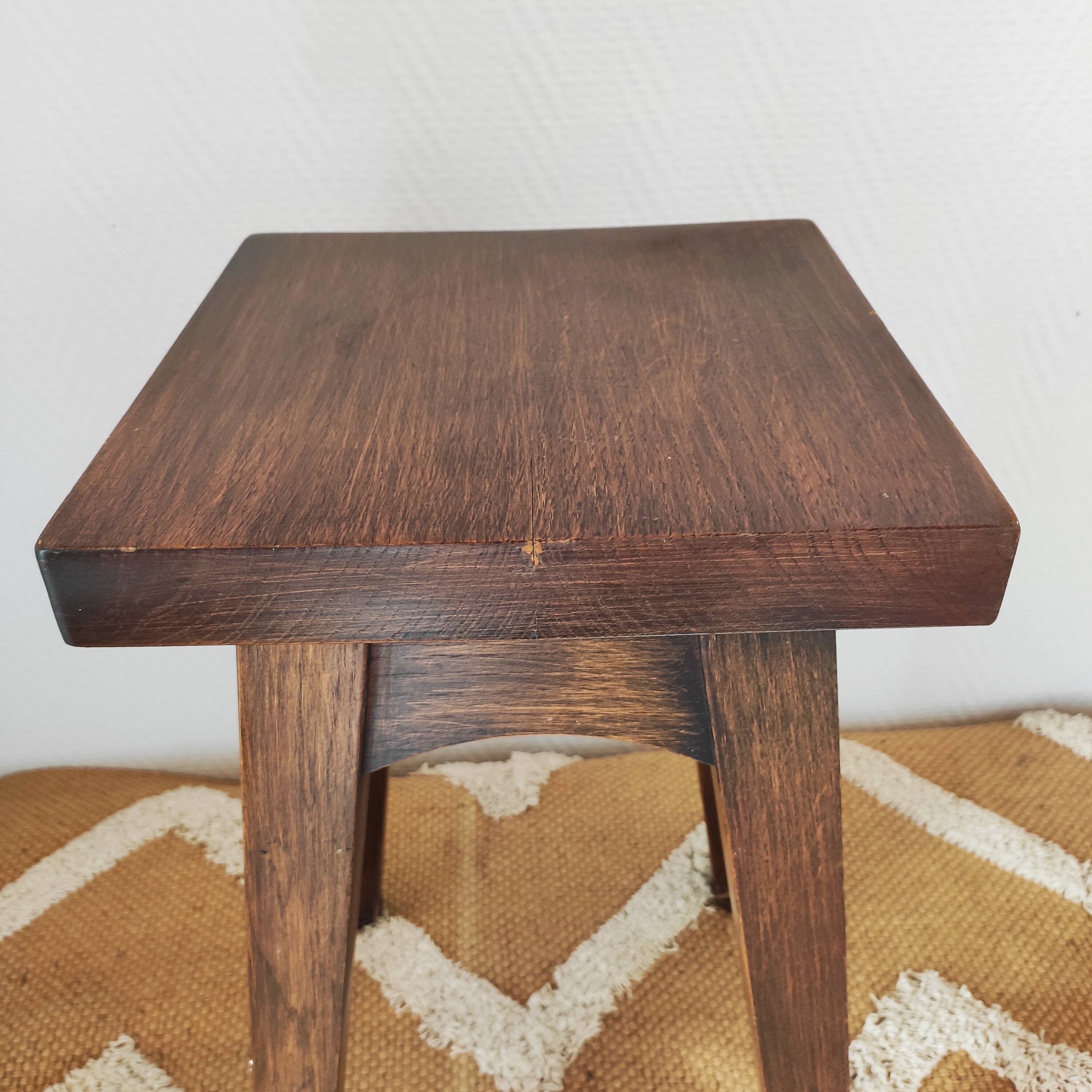 Vintage solid oak stool