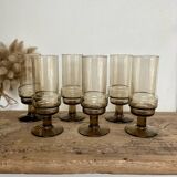 6 smoked glass flutes
