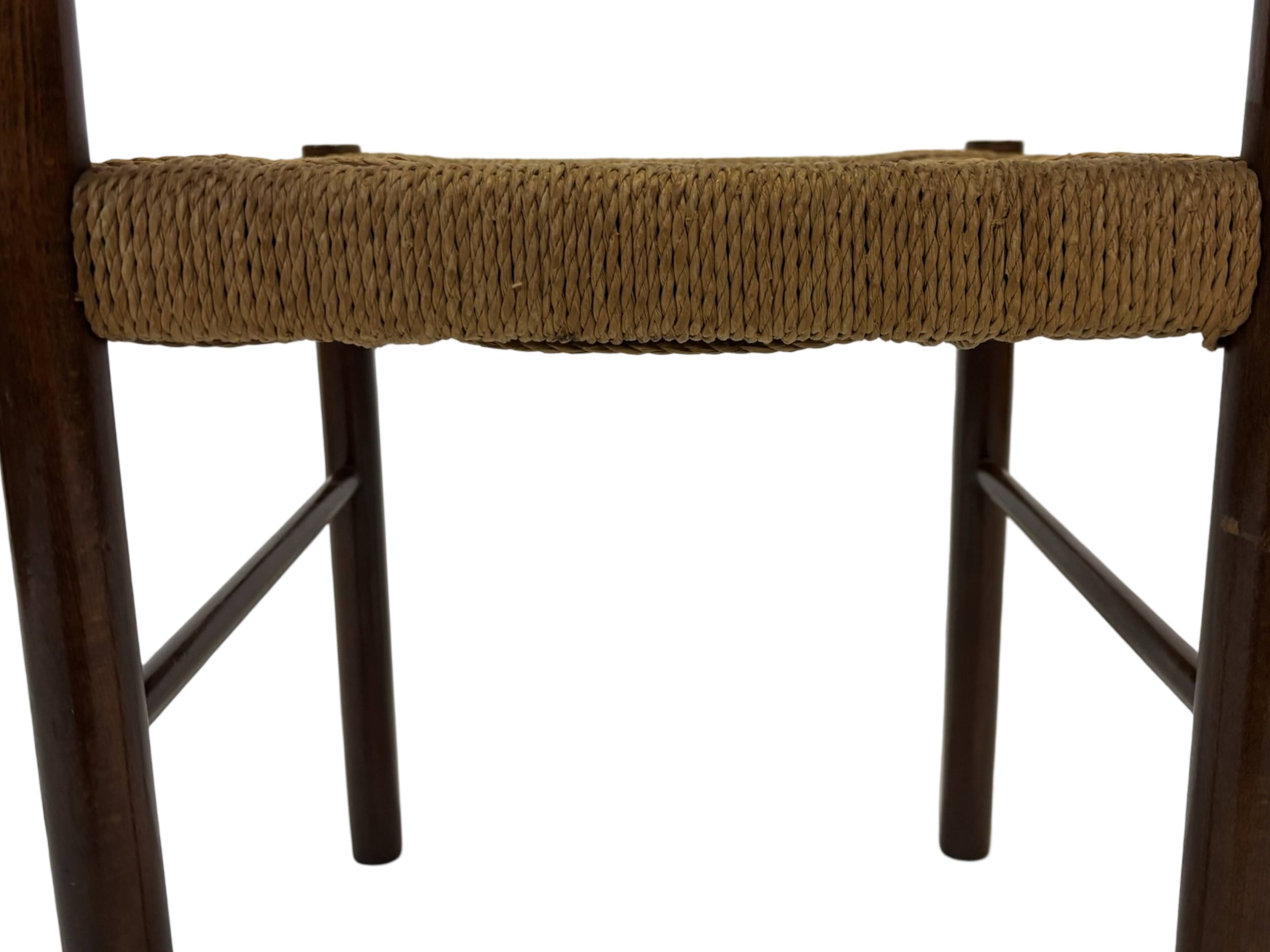 Vintage chair from the 70s minimalist design in wood and paper cord