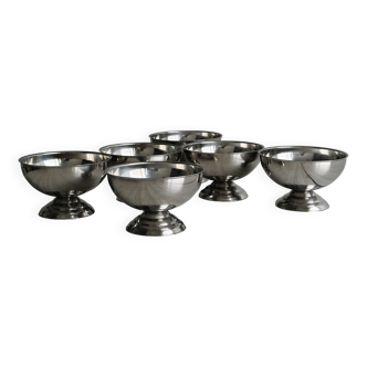 6 stainless steel footed bowls, Letang Remy style