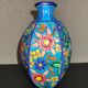 Octagonal ball vase in Longwy earthenware with floral decoration of cloisonné enamels