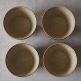 Set of 4 small stoneware bowls, beige and brown, Digoin France