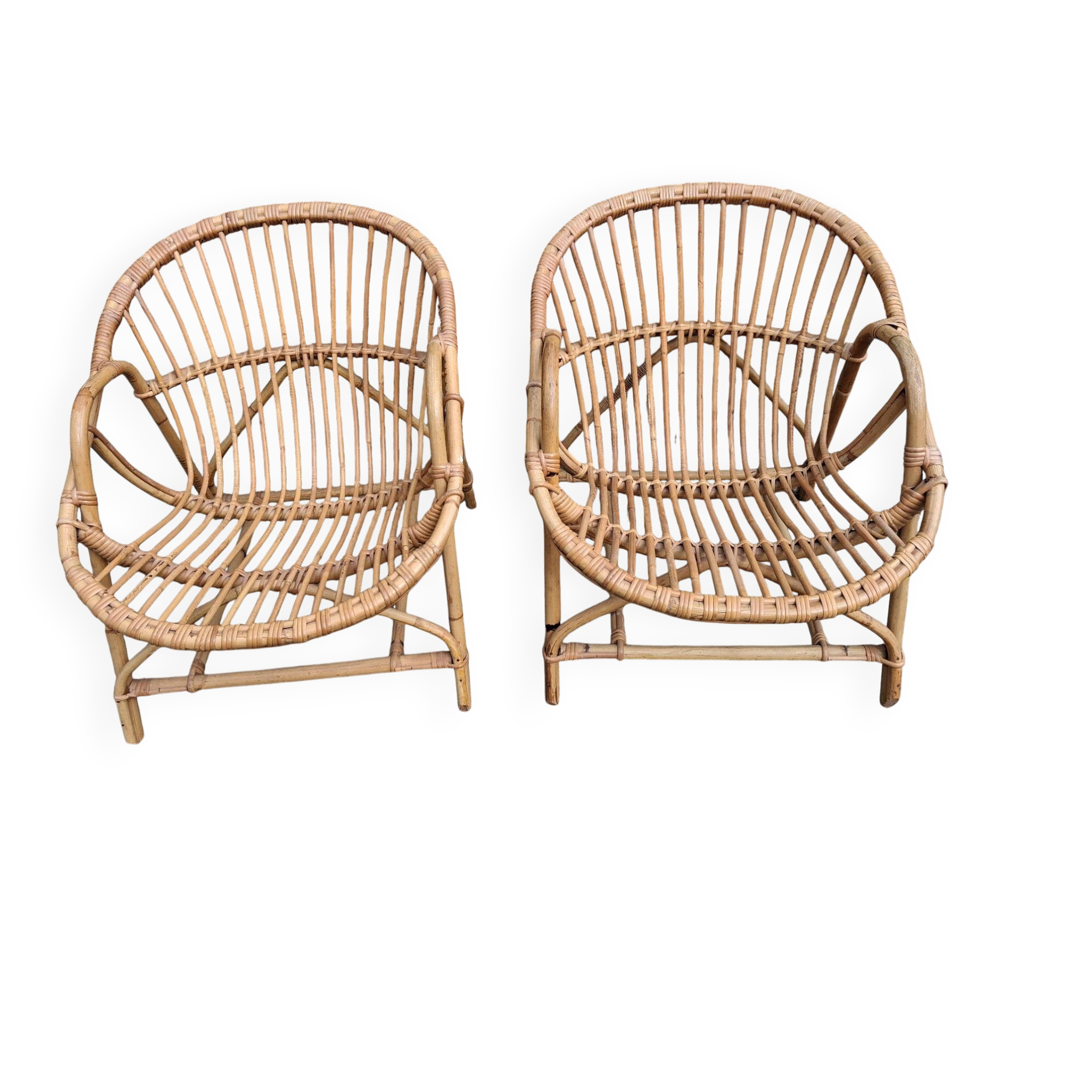Pair of rattan armchairs 1960